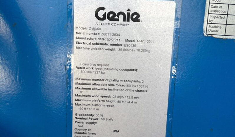 Genie Z80 Articulated Boom Lift full